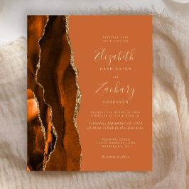 Budget Burnt Orange Agate Hochzeitseinladung