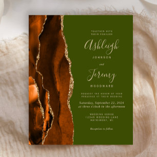 Budget Burnt Orange Agate Olive Green Wedding