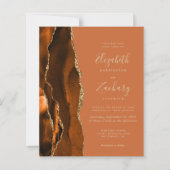 Budget Burnt Orange Brown Agate Einladung Hochzeit (Vorderseite)