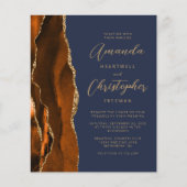 Budget Burnt Orange Dark Blue Agate Wedite Einladu (Vorderseite)