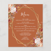 Budget Burnt Orange Fall Floral Wedding Menu (Vorderseite)