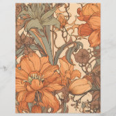 Budget Burnt Orange Floral Art Nouveau Hochzeit Flyer (Hinten)