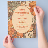 Budget Burnt Orange Floral Art Nouveau Hochzeit Flyer (Hand)