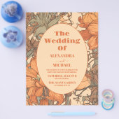 Budget Burnt Orange Floral Art Nouveau Hochzeit Flyer (Einzeln)