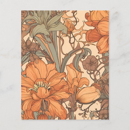 Budget Burnt Orange Floral Art Nouveau Wedding (Rückseite)