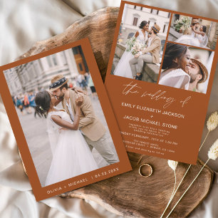 Budget Burnt Orange Foto Hochzeit Einladung