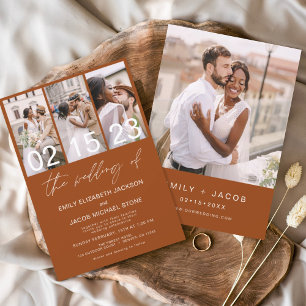 Budget Burnt Orange Foto Hochzeit Einladung Flyer