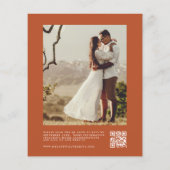 Budget Burnt Orange Foto QR Code Hochzeit Flyer (Hinten)