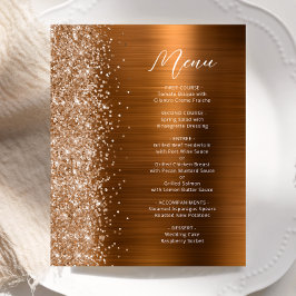 Budget Burnt Orange Glam Glitzer Wedding Menu