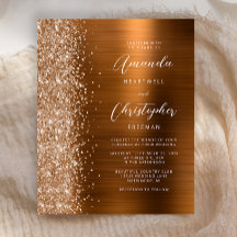 Budget Burnt Orange Glam Metallic Wedding Einladun