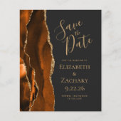 Budget Burnt Orange Gold Agate Dark Save the Date (Vorderseite)