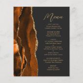 Budget Burnt Orange Gold Agate Dark Wedding Menü (Vorderseite)