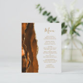 Budget Burnt Orange Gold Agate Gray Wedding Menü (Stehend Vorderseite)