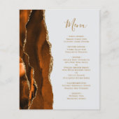 Budget Burnt Orange Gold Agate Gray Wedding Menü (Vorderseite)