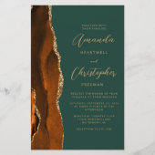 Budget Burnt Orange Gold Agate Green Wedding (Vorderseite)
