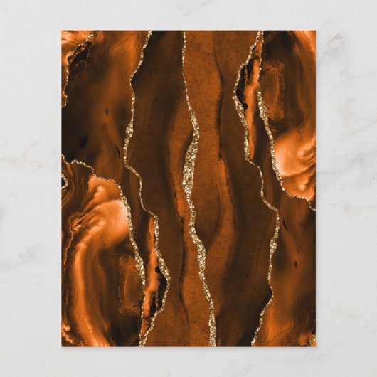 Budget Burnt Orange Gold Agate Ivory Wedding Menü (Rückseite)