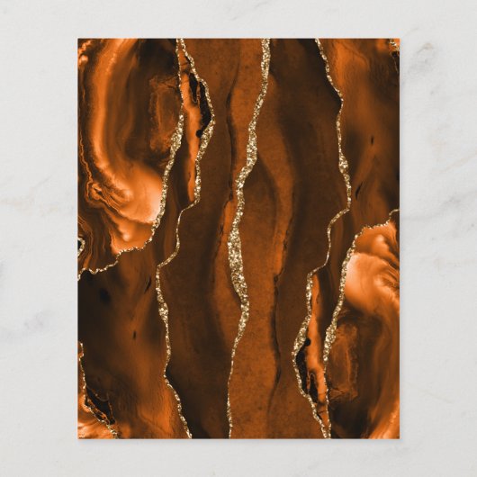 Budget Burnt Orange Gold Agate Marble Wedding Menu (Rückseite)