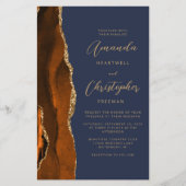 Budget Burnt Orange Gold Agate Navy Blue Wedding (Vorderseite)