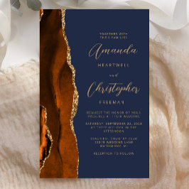 Budget Burnt Orange Gold Agate Navy Blue Wedding