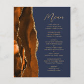 Budget Burnt Orange Gold Agate Navy Hochzeitsmenü (Vorderseite)