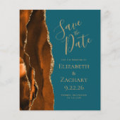 Budget Burnt Orange Gold Agate Save the Date Aquam (Vorderseite)