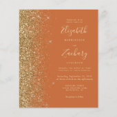 Budget Burnt Orange Gold Glitzer Hochzeit Einladun (Vorderseite)
