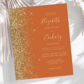 Budget Burnt Orange Gold Glitzer Hochzeit Einladun