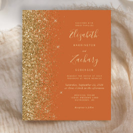 Budget Burnt Orange Gold Glitzer Hochzeit Einladun