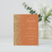 Budget Burnt Orange Gold Glitzer QR Code Hochzeit (Stehend Vorderseite)