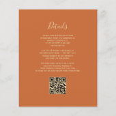 Budget Burnt Orange Gold Glitzer QR Code Hochzeit (Rückseite)