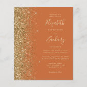 Budget Burnt Orange Gold Glitzer QR Code Hochzeit (Vorderseite)