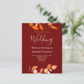 Budget Burnt Orange Leaf Red Wedding RSVP Einladun (Stehend Vorderseite)