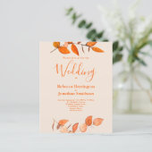 Budget Burnt Orange Leaf Wedding RSVP Einladung (Stehend Vorderseite)