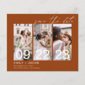 Budget Burnt Orange Save the Date 3 Foto Flyer (Vorne)