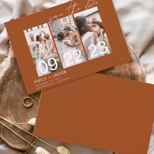 Budget Burnt Orange Save the Date 3 Foto Flyer