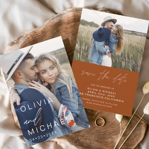 Budget Burnt Orange Typografie Save the Date Foto Flyer