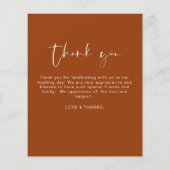 Budget Burnt Orange Wedding Dankeschön Karte (Hinten)
