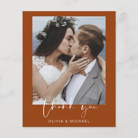 Budget Burnt Orange Wedding Dankeschön Karte (Vorne)