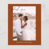 Budget Burnt Orange Wedding Foto Vielen Dank Karte (Vorne)