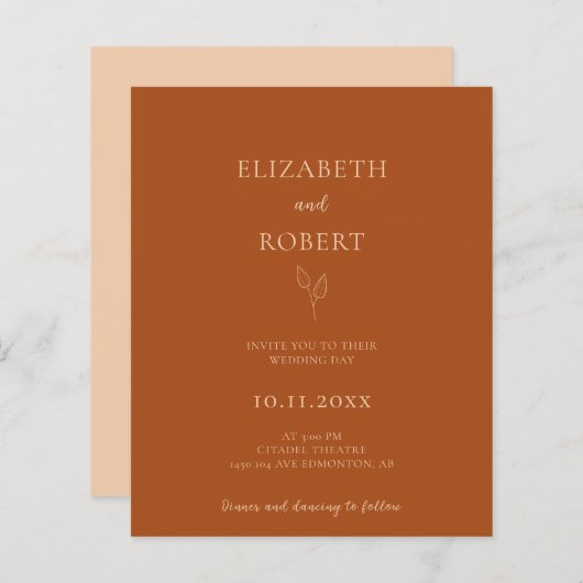 Budget Burnt Orange Wedding Terracotta Simple (Vorne/Hinten)