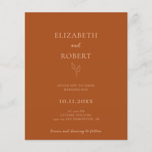 Budget Burnt Orange Wedding Terracotta Simple (Vorderseite)