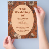 Budget Burnt Orange Wildblumen Hochzeit Flyer (Hand)