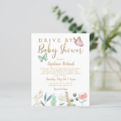Budget Butterfly Drive by Baby Shower Invititition (Stehend Vorderseite)