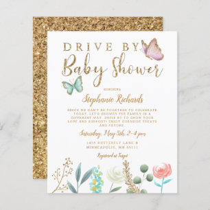 Budget Butterfly Drive by Baby Shower Invititition