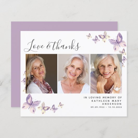 Budget Butterfly Foto Beerdigung Danke Karte (Vorne/Hinten)