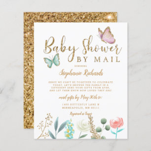 Budget Butterfly Gold Babydusche per Mail Einladun
