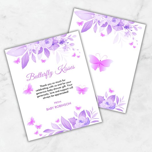 Budget Butterfly Kisses Baby Dusche Danke Karte