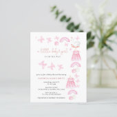 Budget Butterfly Pink Girl Baby Shower Invite (Stehend Vorderseite)