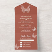 Budget Butterfly Terracotta Wedding All In One Einladung (Innen)