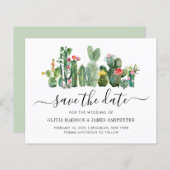 Budget Cactus Cacti Succulent Floral Save the Date (Vorne/Hinten)